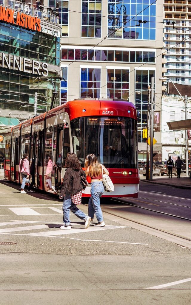 rail, street, downtown, crowded, busy, people, pedestrian crossing, railcar, toronto, dundas, people, railcar, toronto, toronto, toronto, toronto, toronto, dundas